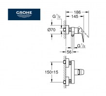 MEDIDAS MONOMANDO DUCHA CUBEO GROHE